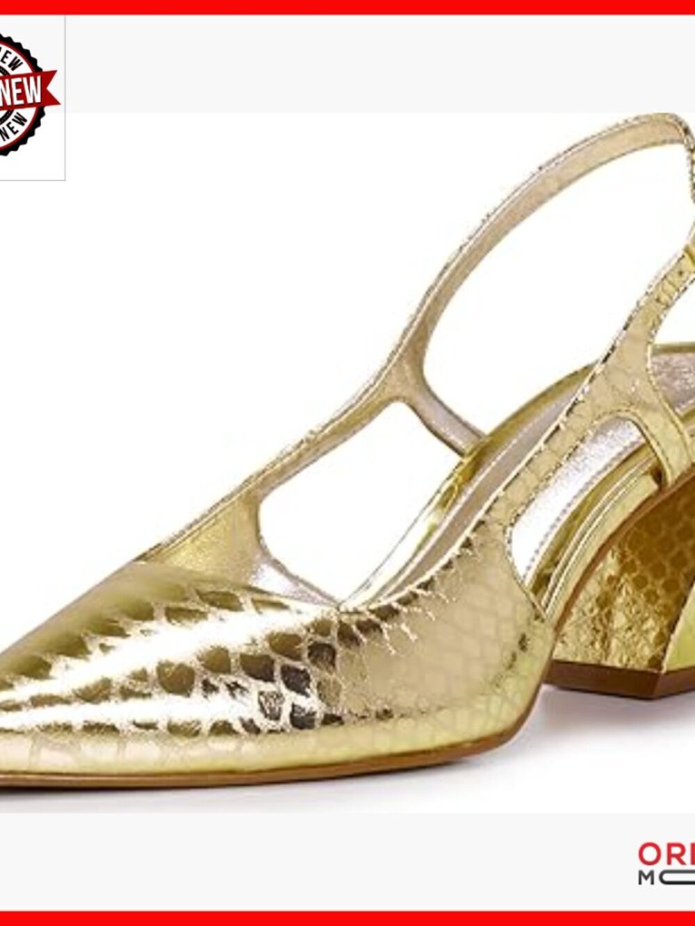 Leather Slingback Pumps with Block Heel and Pointed Toe